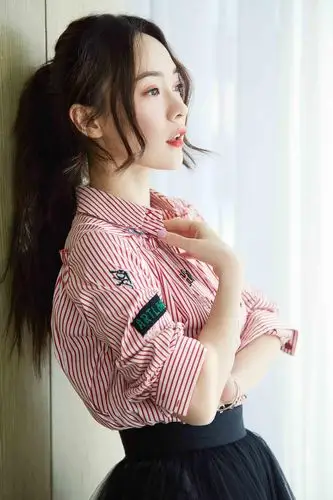 霍思燕条纹衫黑纱裙优雅迷人写真图片