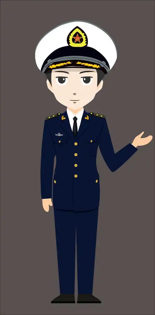 应客户项目要求,真人临摹绘制了一个卡通海军