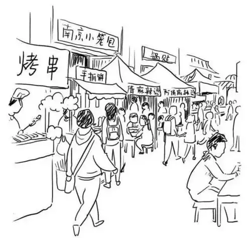 中国的大学附近必有小吃一条街