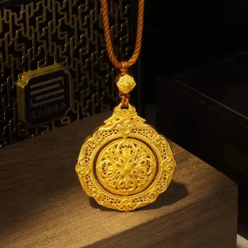 周大福传承盛世华彩足金黄金吊坠寓意伊人芳华工费4680计价f233346