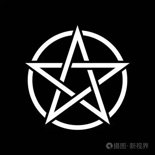 五芒星的魔象黑色背景矢量插图