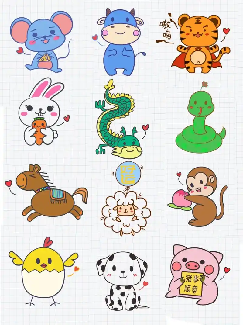 简笔画十二生肖.