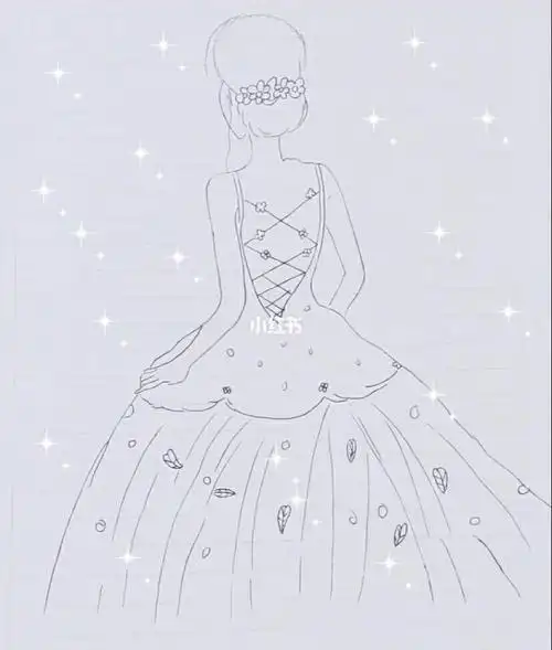 画画74我爱画画74简笔画74简笔婚纱74女生背影 加了一种闪闪