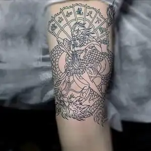 纹身贴男人手臂防k水特久八旗赵子龙赵云花臂纹身贴男女手臂防水