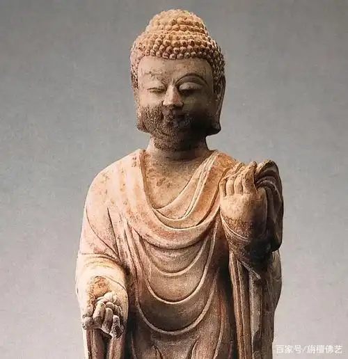 唐代白石彩绘立佛2