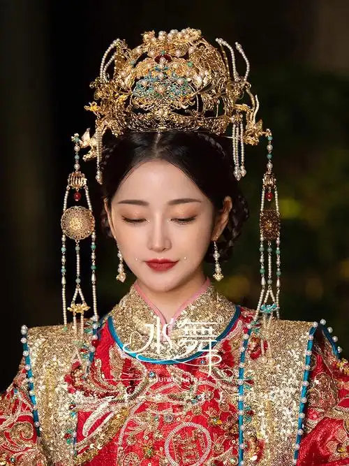 水舞新娘中式奢华汉服凤冠套装头饰