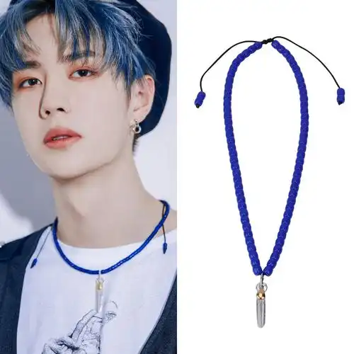 王一博同款羽毛项链天天向上肖战吊坠天然石饰品潮人百搭毛衣链礼