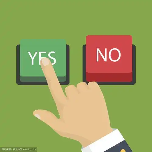 选择的概念,正确的选择和错误的决定.手,手指按下按钮否或是.