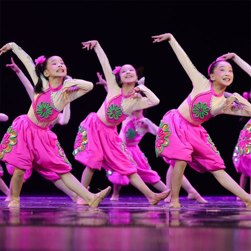 妞妞第十届小荷风采麻花辫儿童演出服山舞蹈服醋喜庆儿童演出服