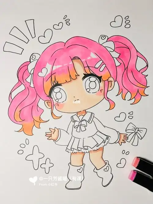 q版动漫可爱女生/马克笔绘画分享