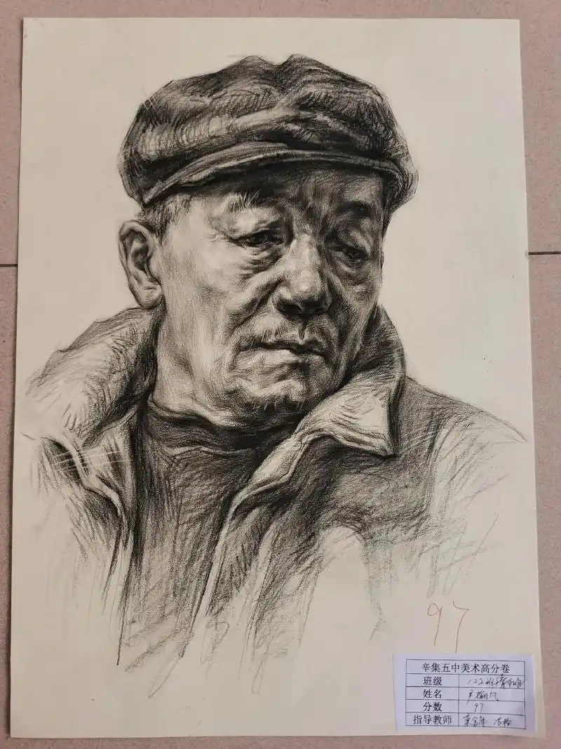 2022年秋季学期期中考试高二清华班优秀作品#素描头像 #速 - 抖音