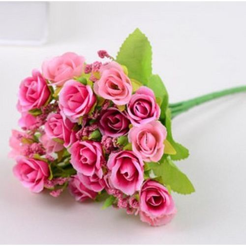 钻石玫瑰仿真花假花干花绢花爱情花工艺插花家居装饰花 玫红色