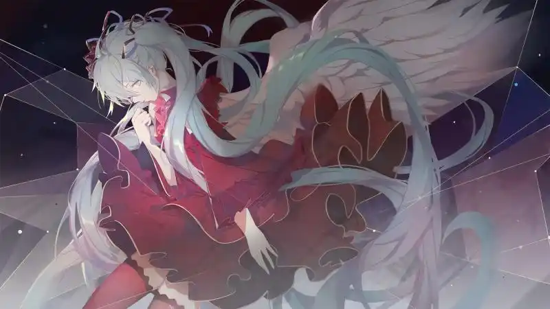 初音未来红色裙子4k高清动漫壁纸2560x1440