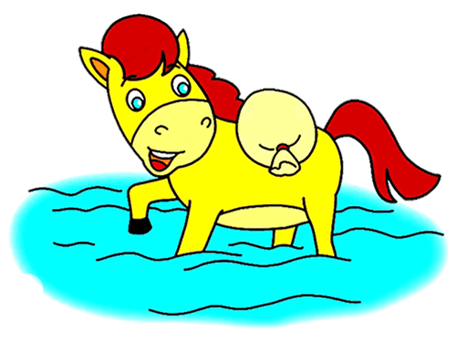 卡通过河的小马简笔画_简笔画_巴士英语网