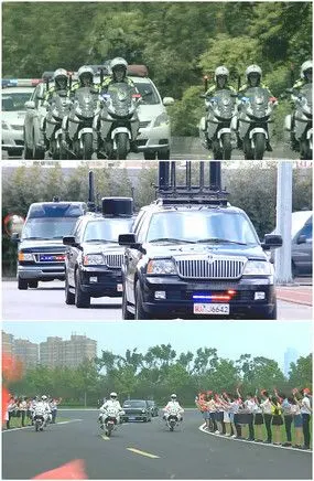 警卫车队元首国宾开道摩托视频