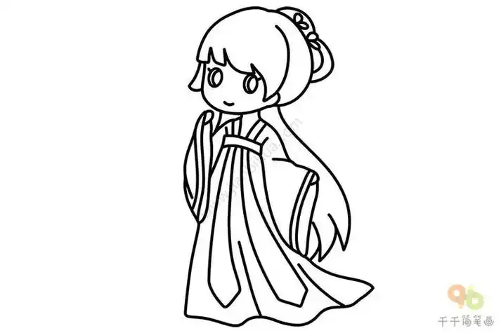 古装女孩简笔画古装女孩简笔画图片大全古装简笔画女简单古风女子简笔