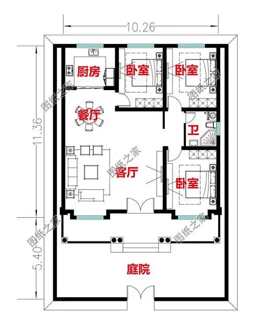 农村一层别墅设计图一层平面图