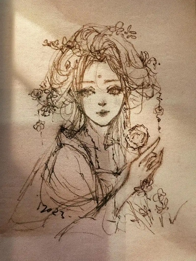 手绘古风.眉眼入画#手绘 #古风插画#铅笔稿 #图文伙伴计划 - 抖音