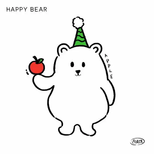 涂鸦简笔画头像请你吃圣诞苹果小熊