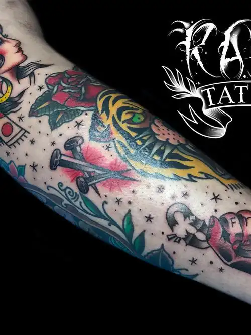 old school美式包小腿_纹身图案手稿图片_raye 瑞哥的纹身作品集