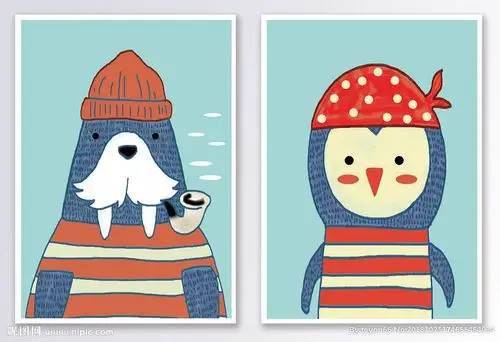 可爱卡通动物创意装饰画图片