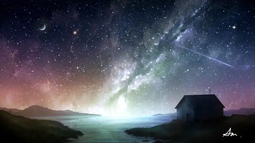 二次元星空城市人物横屏超清风景壁纸(内附500p风景壁纸图包)