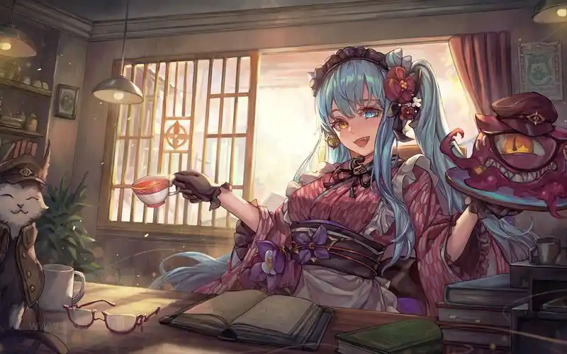 日本女仆装异色症动漫女孩电脑壁纸-动漫壁纸 - 壁纸之家