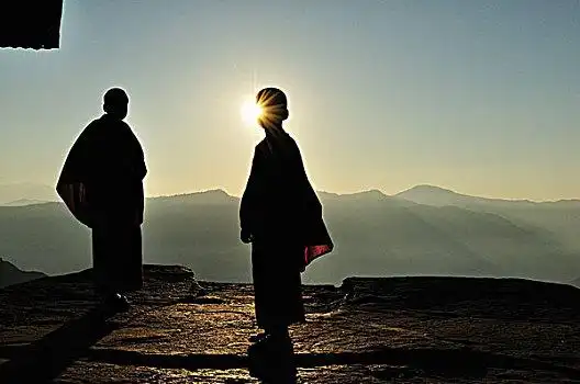 孩子,和尚,寺院,西部,锡金,印度