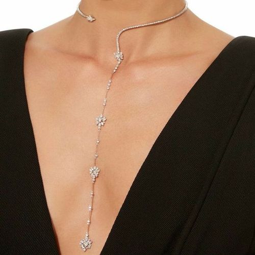 欧美时尚火爆蝴蝶锆石项链 复古轻奢水钻长款锁骨链项圈女