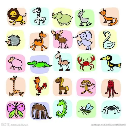 植物简笔画彩色动物