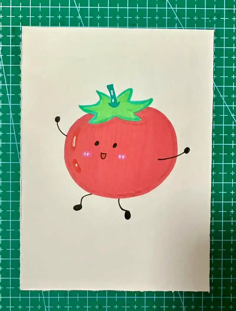 蔬菜系列之西红柿简笔画来了.#一学就会的简笔画 - 抖音