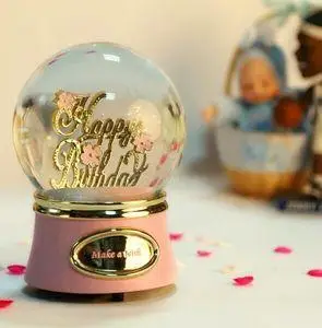 生日快乐水晶f球音乐盒树脂流行新颖生日礼品男生向女生表白畅销
