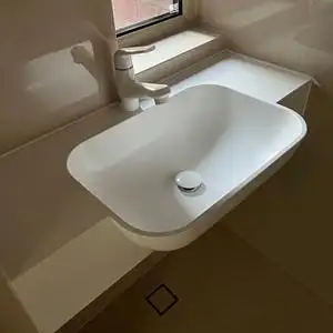 杜邦可丽耐一体盆人造石肤感单台面大肚盆半嵌入式极窄定制台下盆