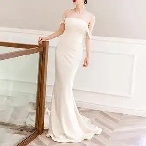 抹胸鱼尾轻婚纱性感收腰新娘迎宾出门纱气质名媛宴会主持人礼服裙