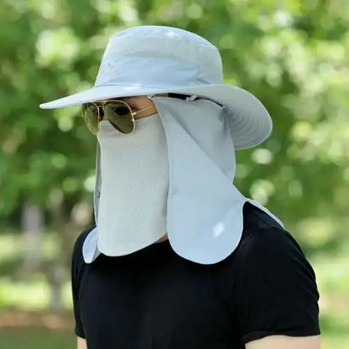 盛世尼曼帽子男韩版百搭面罩遮脸遮阳帽女户外登山钓鱼渔夫帽夏天