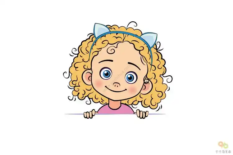 卷发小女孩简笔画_人物头像简笔画