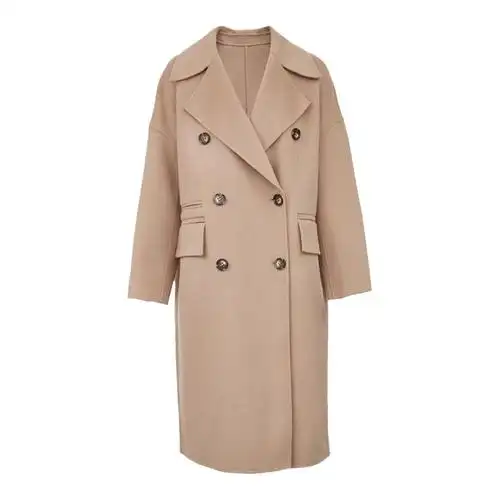 vero moda奥莱秋冬新款时尚绵羊毛双排扣宽松长款毛呢大衣外套女