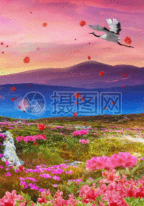 仙鹤飞舞h5动态背景素材图片