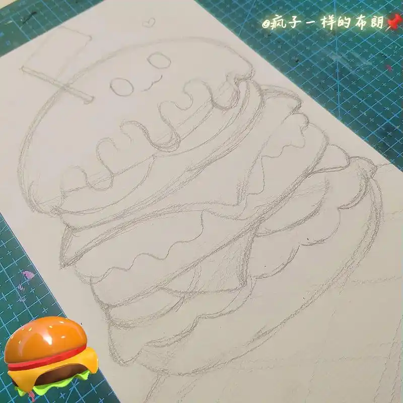 丙烯马克笔绘画 #汉堡包  - 抖音