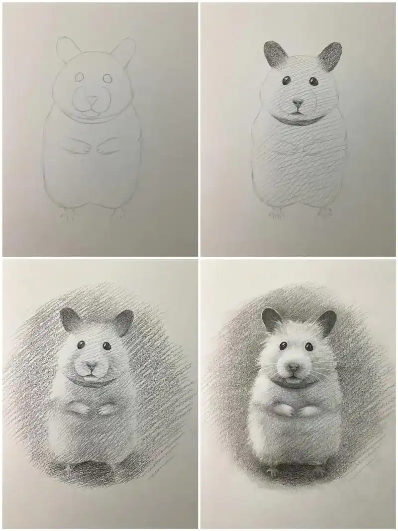 素描小仓鼠.#素描 #仓鼠 #一起学画画 #绘画教程#动物素 - 抖音