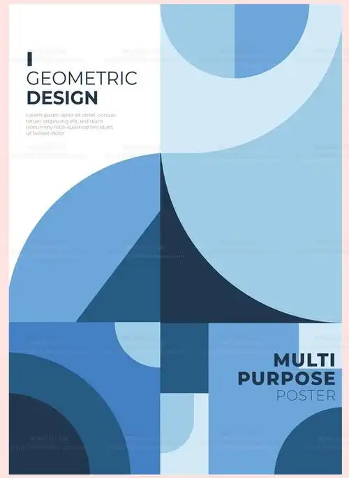 创意几何抽象艺术图形拼贴海报epspsd模板画展封面背景设计素材淘宝网