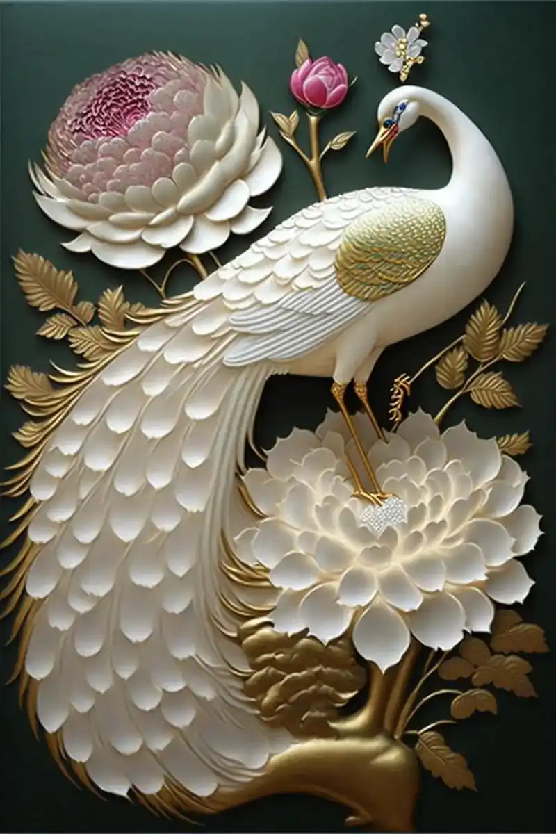 孔雀牡丹,花开富贵,富贵平安,吉祥如意,愿你涅槃重生,顺风顺 - 抖音