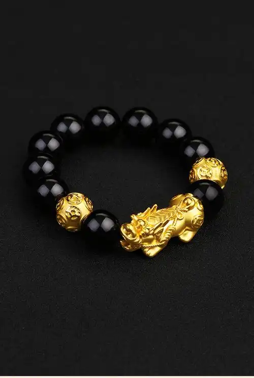 老凤祥凤凰黄金貔貅手链男女款3d硬金转运珠皮丘手链手串 999貔貅七夕