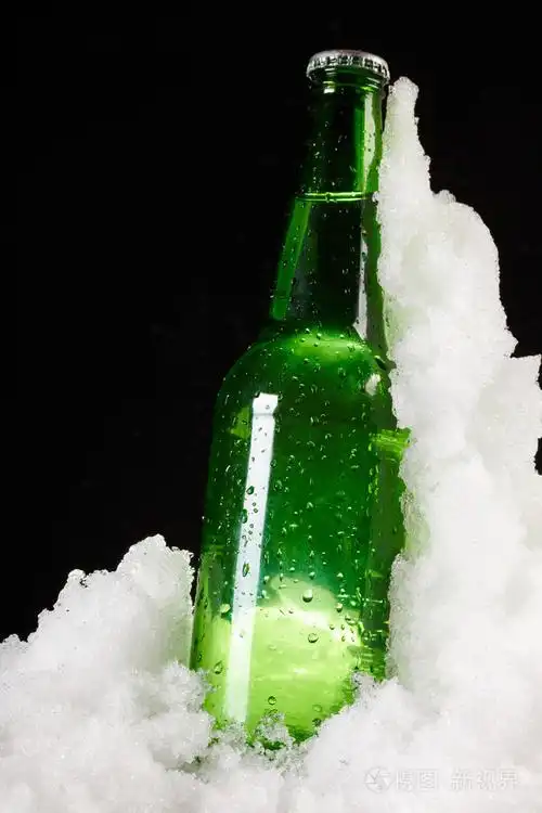 在雪中的啤酒瓶