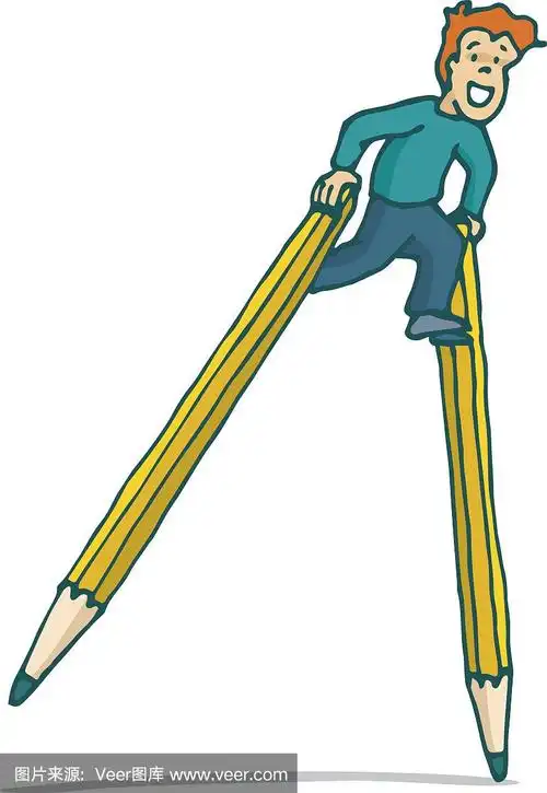 高跷,儿童,铅笔,台阶,绘画插图