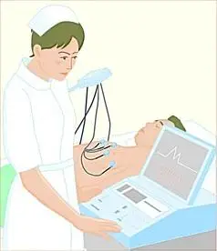 医生为病人心电图检测