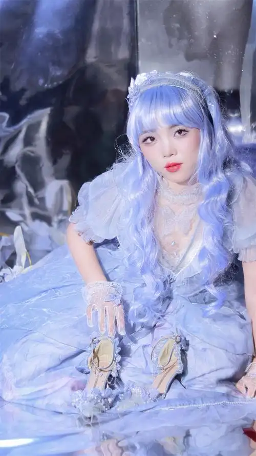 洛丽塔高跟鞋花嫁lo鞋尖头手作优雅高跟鞋百搭lolita茶会藏蓝色7cm带