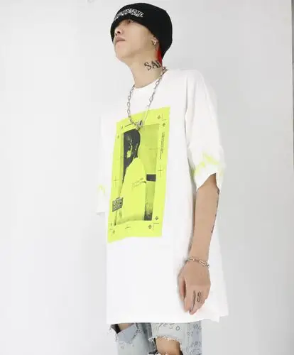 damnlab自制嘻哈说唱荧光人物rapper印花男女情侣t恤