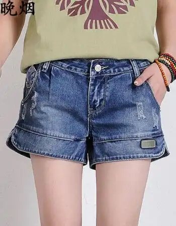 宽松大码牛仔短裤女 休闲显瘦牛仔短裤女夏薄 深蓝色 28