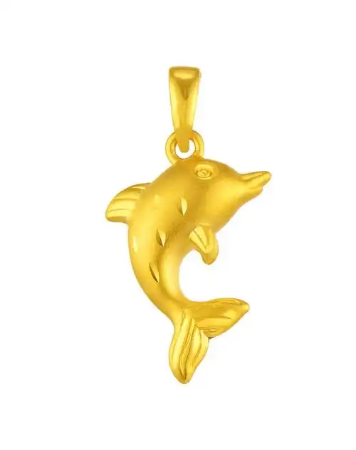 黄金3d硬金海豚吊坠(赠红绳)